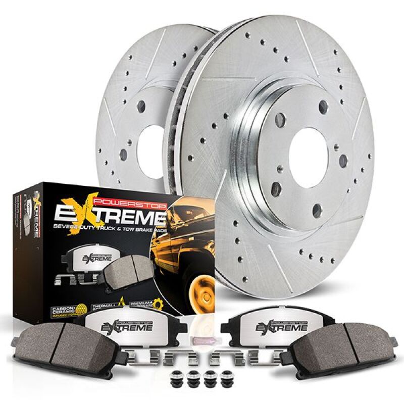 2022–24 Jeep Grand Wagoneer front Z36 Truck & Tow brake kit with drilled & slotted rotors and carbon‑fiber ceramic pads