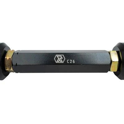 Kryptonite Front Sway Bar End Links, black heavy-duty metal body with gold hex fittings and joint ends