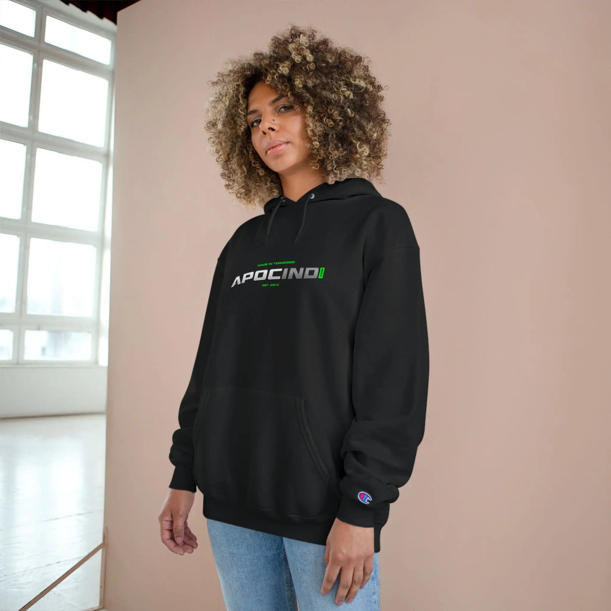 Champion Hoodie — APOC Ind Logo Streetwear Hoodie Printify